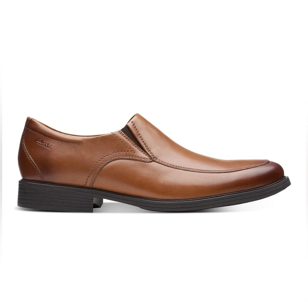 Clarks Men’s Whiddon Step Loafers- Size 8.5 - Dark Tan Leather